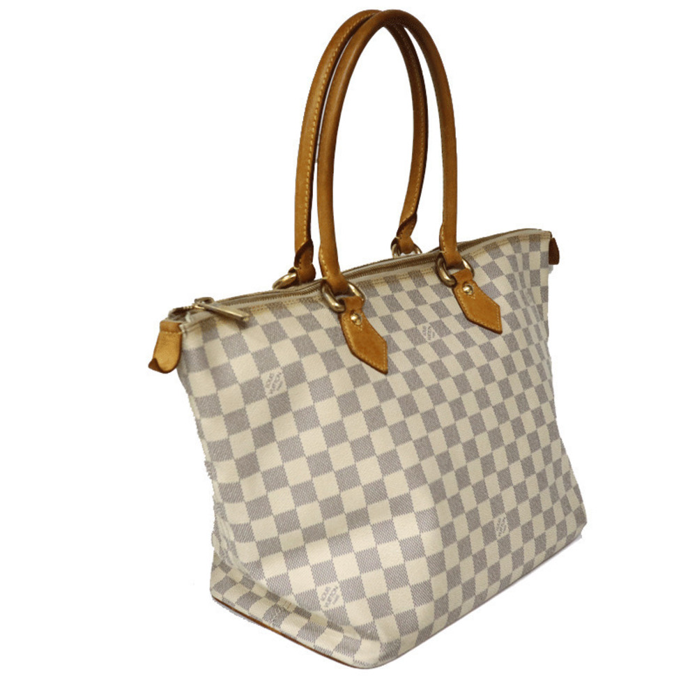 Louis Vuitton Saleya Handbag White Damier Azur